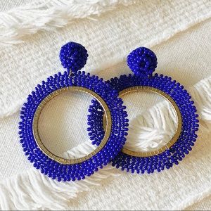 Royal Blue Beaded Statement Earrings